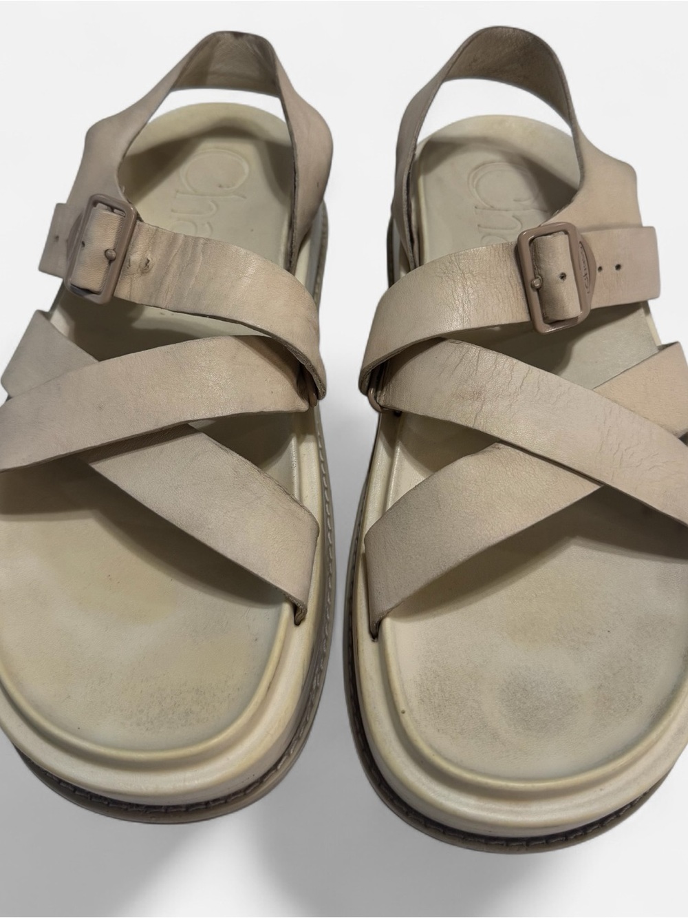 Chaco Women's Strappy Leather Sandals in Cream size 8 - Picture 2 of 8
